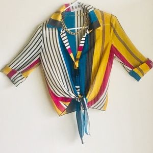 A’gaci Women Button Down Multicolored Shirt